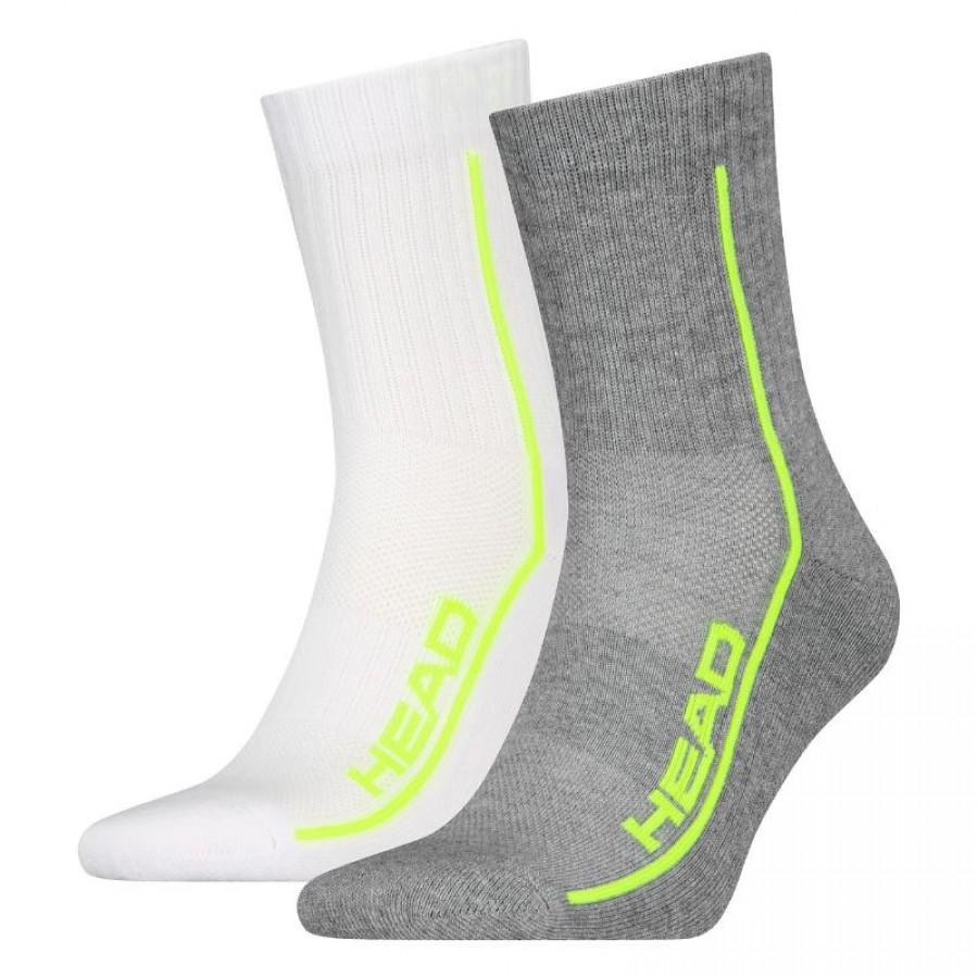 Calcetines Head Performance Short Crew Blanco Gris Lima 2 Pecas