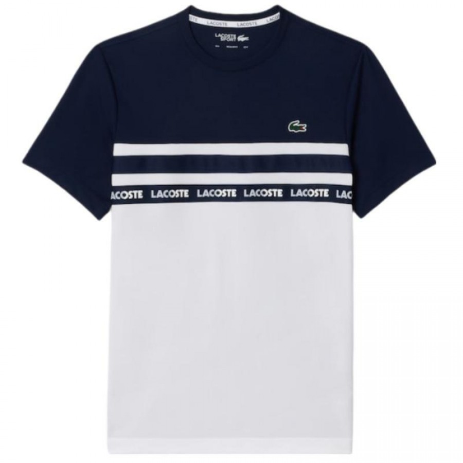 T-shirt Lacoste Ultra Dry bianca blu navy