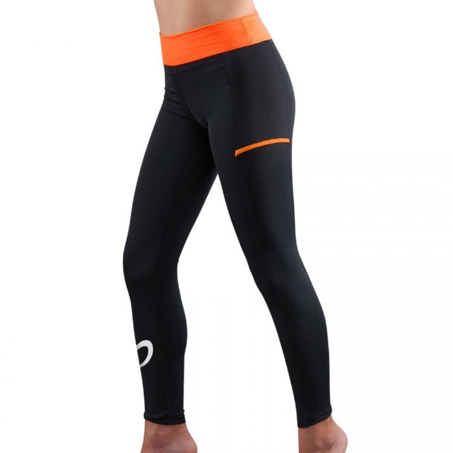 Endless Cross Pocket Nero Arancione Leggings Junior