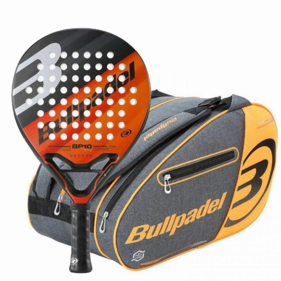 Pack Bullpadel BP10 EVO 2023 Racket and Bullpadel Orange Padel Bag