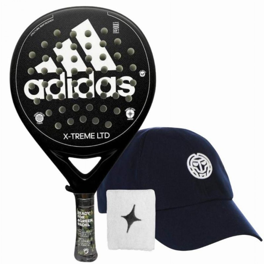 Adidas X-Treme Raquete Preto Branco com Bone e Pulseira