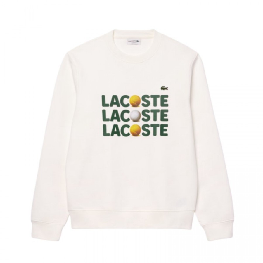 Lacoste White Plush Sweatshirt