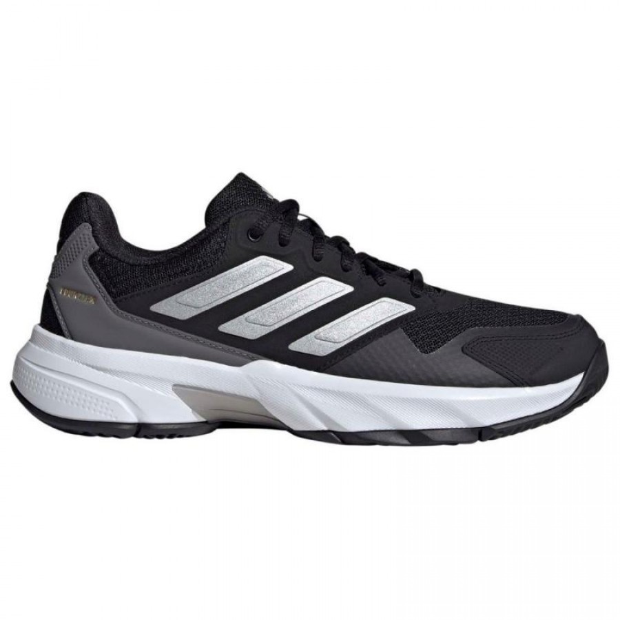 Adidas CourtJam Control 3 Preto Prata Cinza Sapatos Femininos