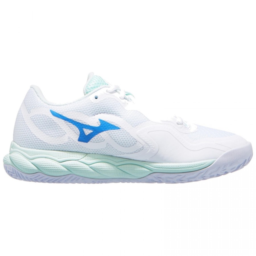 Baskets Femme Mizuno Wave Enforce Court TERRE BATTUE Blanc Bleu