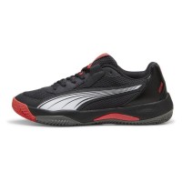 Zapatillas Puma Nova Court Gris Oscuro Negro Rojo